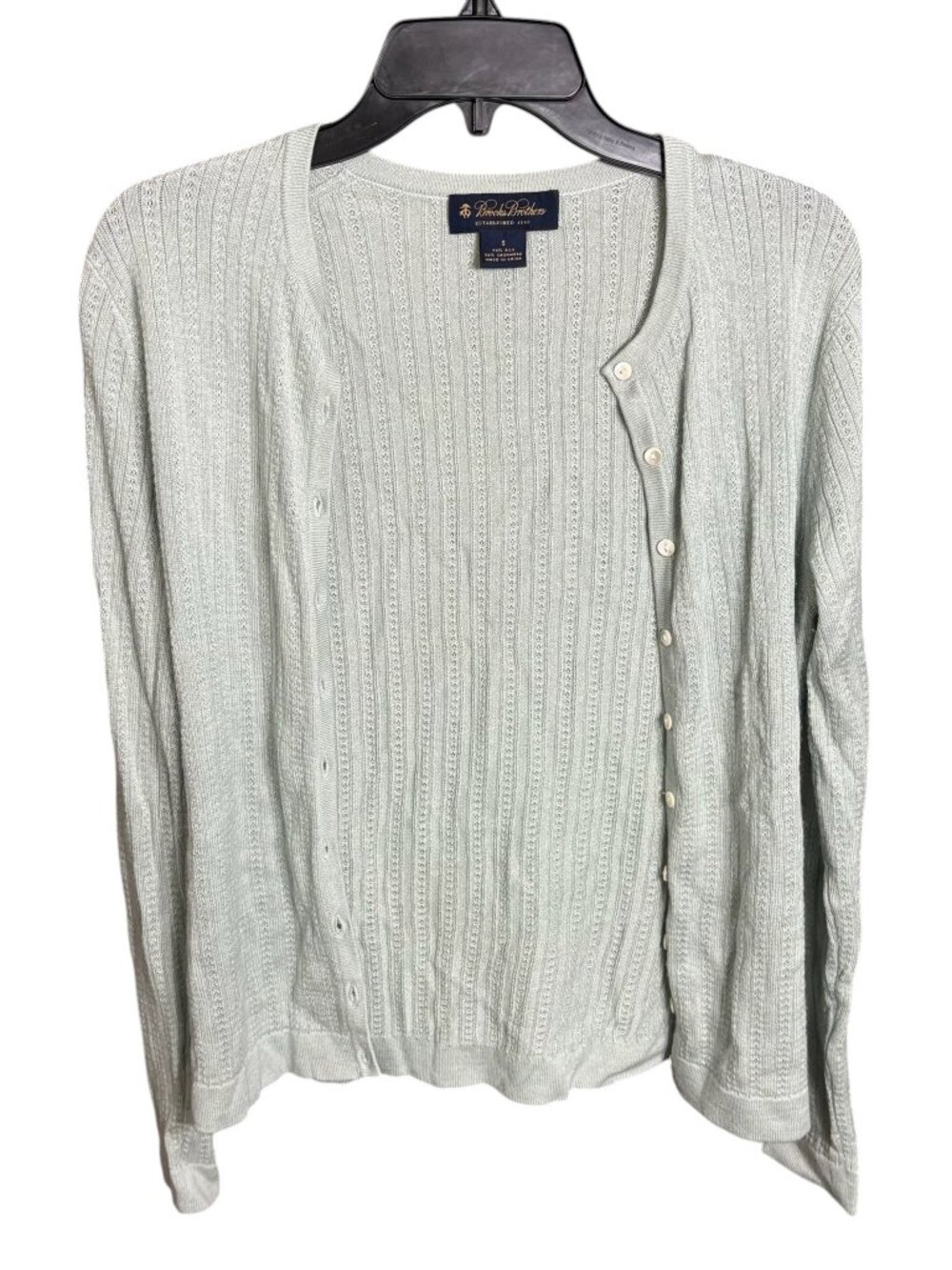 Brooks Brothers Cardigan Cashmere Silk Sweater Button Up Sage Green Size Small